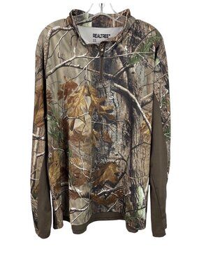 RealTree Mens XL Camo Long Sleeve Shirt With Quarter-Zip Pullover Design
